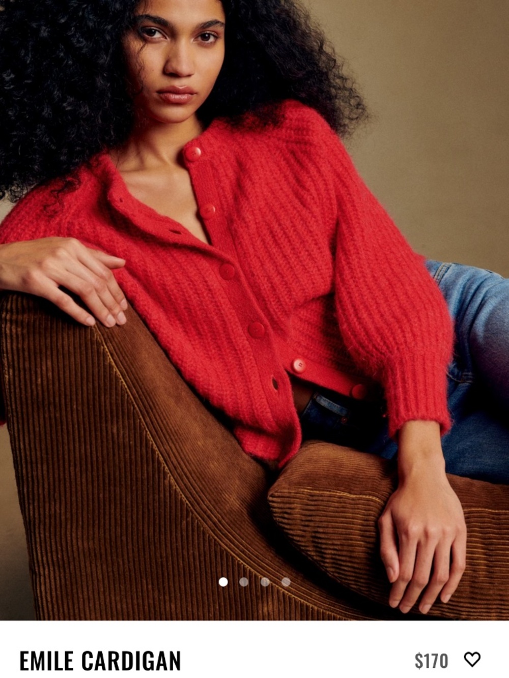 Sezane Emile Cardigan Red Size XS